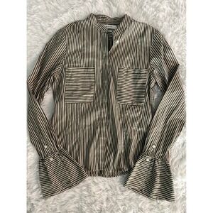 FRAME stripe bell‎ sleeve button down shirt S